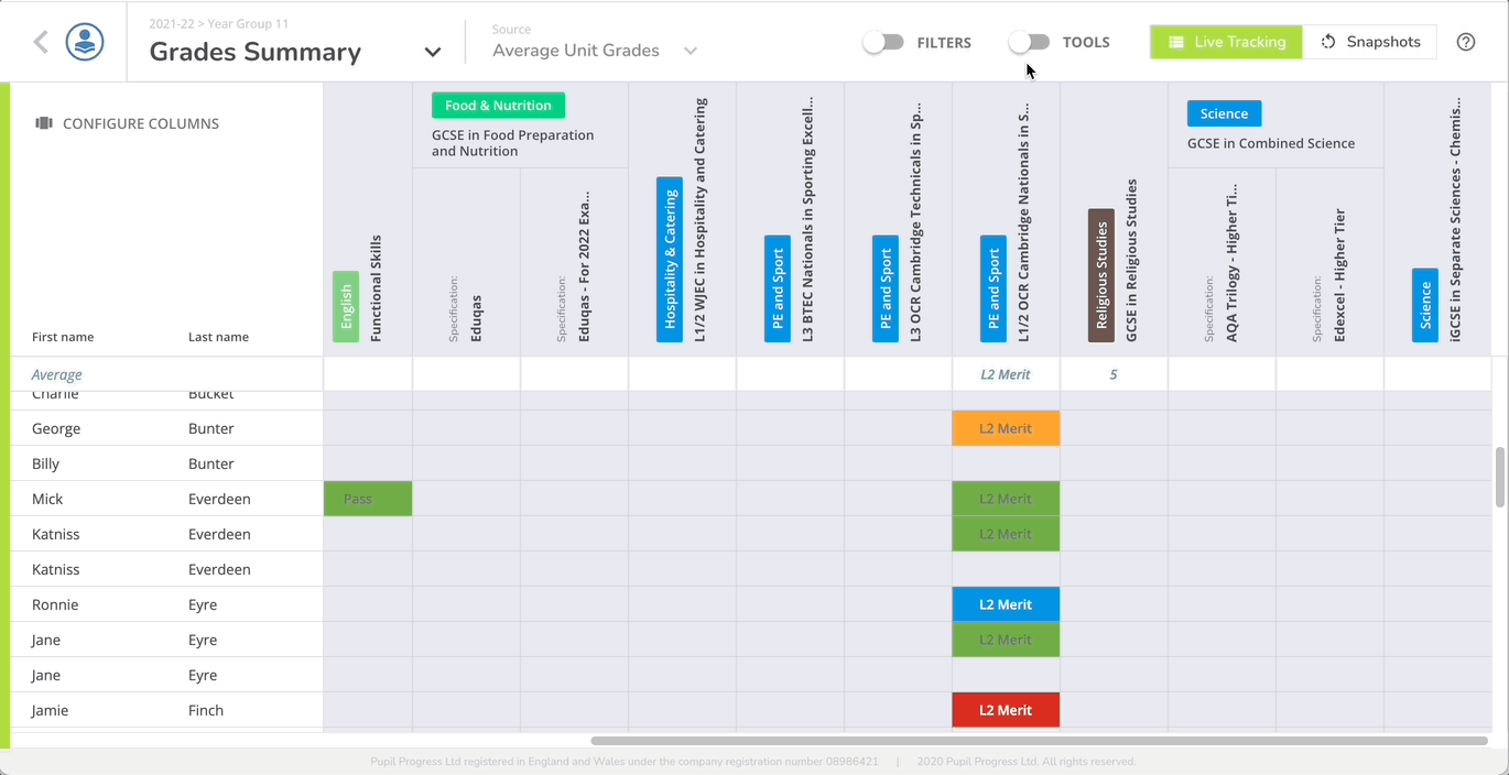 Downloading grades summary
