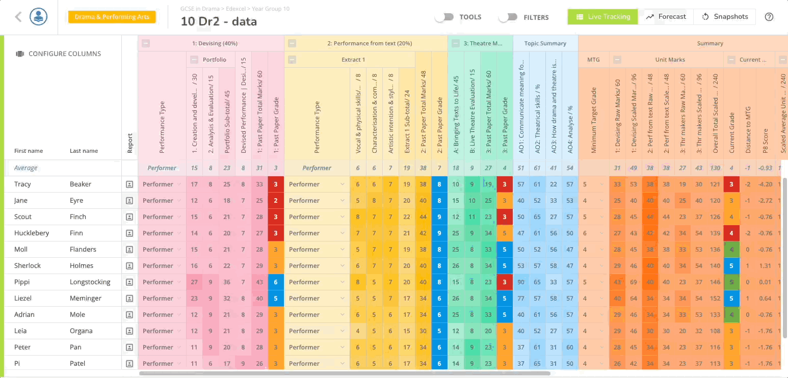 Filter Tracker by Student