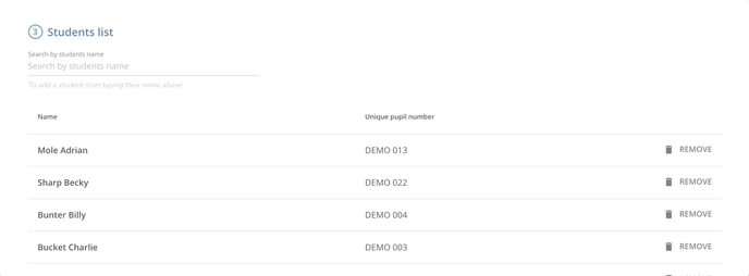 Student not in the list