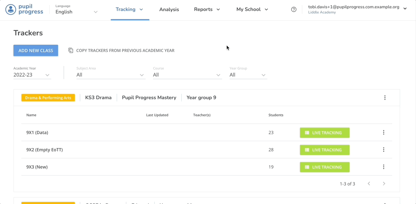 Subject leader via staff